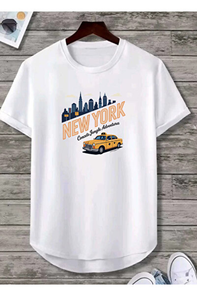 SUNFREE NEWYORK TAXI Τυπωμένη οβάλ φούστα με κανονικό κοντό μανίκι Basic Unis...