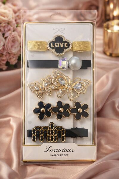 Accessories Συλλογή πόρπες από χρυσό πέτρα Hei Midnight Gold