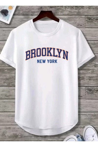 SUNFREE Μπλουζάκι με στάμπα BROOKLYN, κανονική εφαρμογή, unisex, με οβάλ στρί...