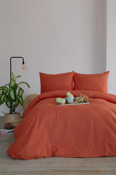 İssimo Home Ranforce Simply Nevresim Seti Kiremit 160*220+50*70