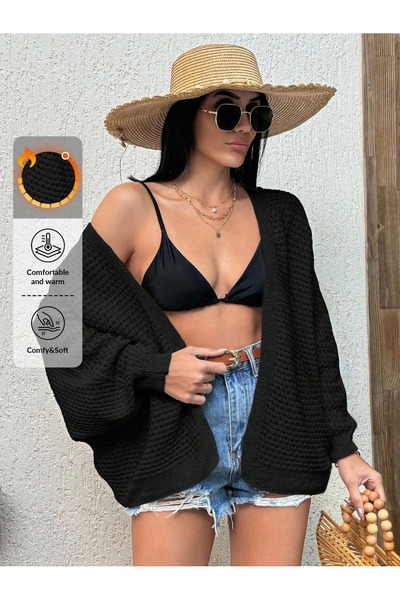 ÖZKURTOĞLU COLLECTİON Women's Openwork Patterned Knitwear Jacket