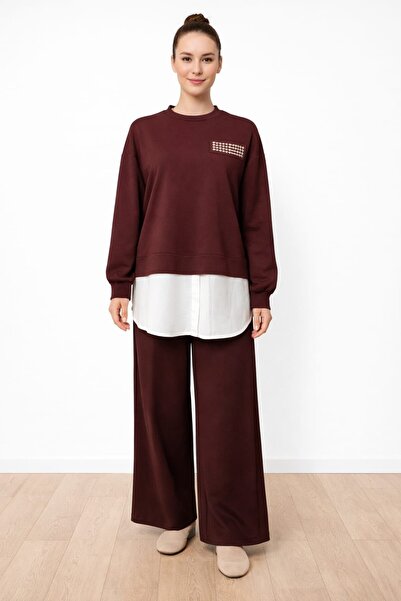 Nurcan Çetin 26493 Staple Detailed Color Mix Tunic Trouser Set