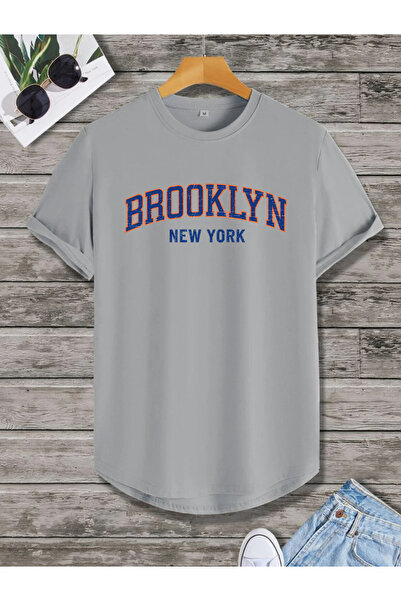 SUNFREE Μπλουζάκι με στάμπα BROOKLYN, κανονική εφαρμογή, unisex, με οβάλ στρί...