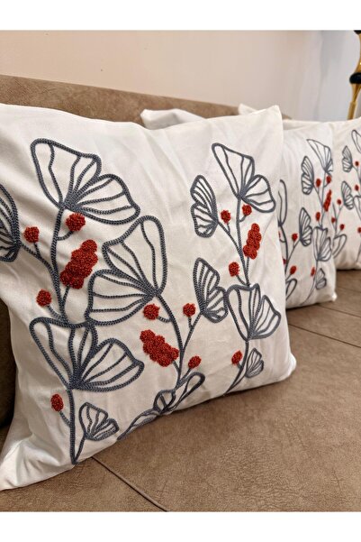 montanahome غطاء وسادة مزخرف بنقشة زهور عصرية مطرزة بالخرز، مكون من 4 قطع