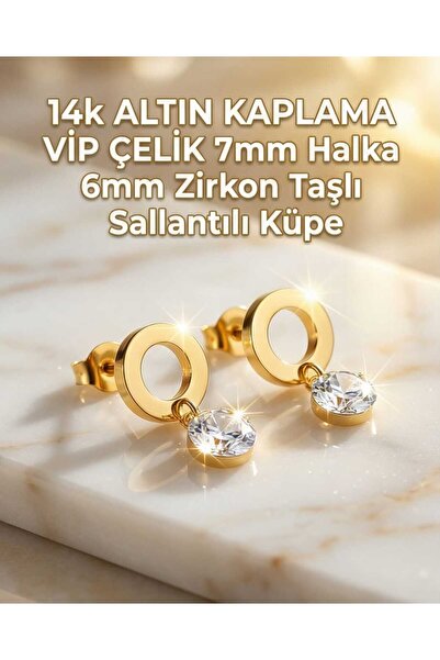 Daren Vip Çelik Altın Kaplama Paslanmaz Kararmaz Alerji Yapmaz Zirkon Taş Min...