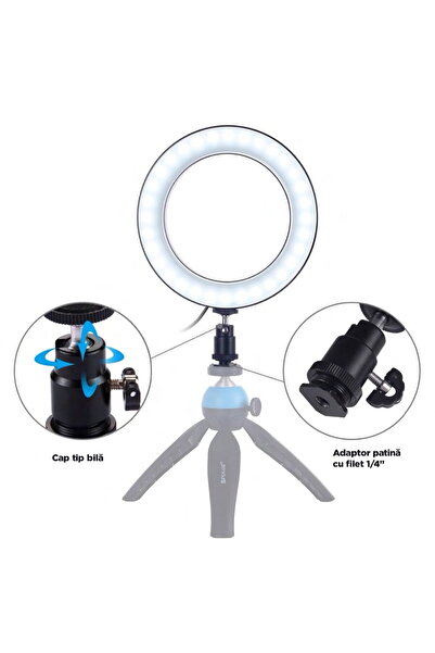PULUZ Lampa circulara pe usb 9cm