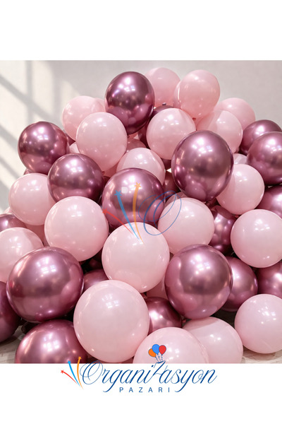 Organizasyon Pazarı مجموعة بالونات كروم بينك وماكارون بينك مكونة من 10 قطع | ...