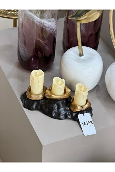 YASAR CONCEPT Stone Tealight Metal Mumluk 10x22 Cm
