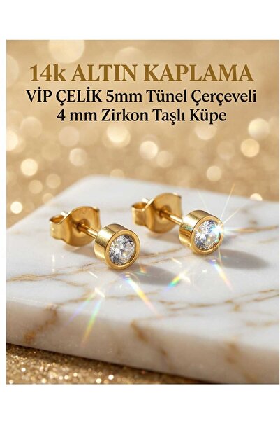 UygunGümüşçülük Vip Çelik Altın Kaplama Paslanmaz Kararmaz Alerji Yapmaz Zirk...