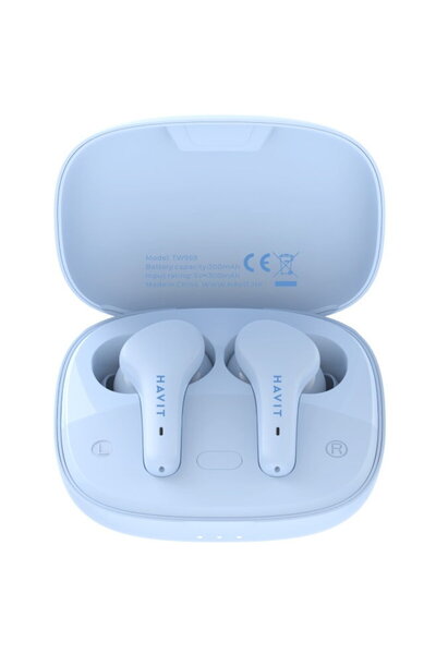 Havit Casti TW959, Bluetooth 5.1, TWS, Open-Ear, Control tactil, Albastru