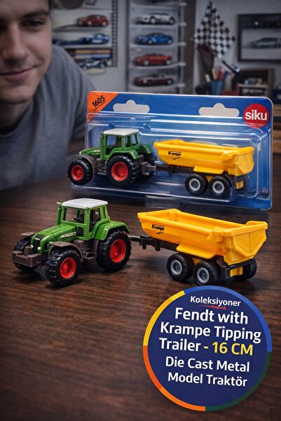 TOYFEST Siku Fendt 926 Vario Krampe Damperli Römork Metal Oyuncak Traktör Çif...