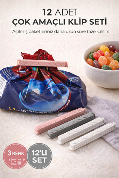 Anadolu Saray Pratik 12’li Poşet Kapatıcı Klips Seti Gıda Saklama Torba Klips...