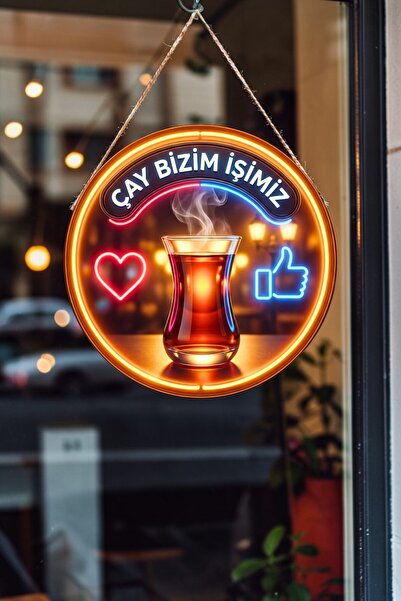 Nod Çay Temalı İpli Ahşap Kapı Duvar Mutfak Cafe Çay Ocağı Süsü