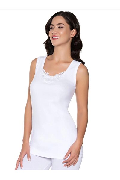 GÜMÜŞ 4-Piece Women's Wide Strap Lace-Up Ribbed Tank Top - Silver 3011