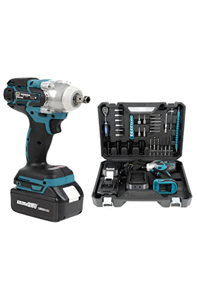 DEEBCO Mașină, șurubelniță cu impact - 2 baterii 48V, 550Nm, 43 accesorii Ali...
