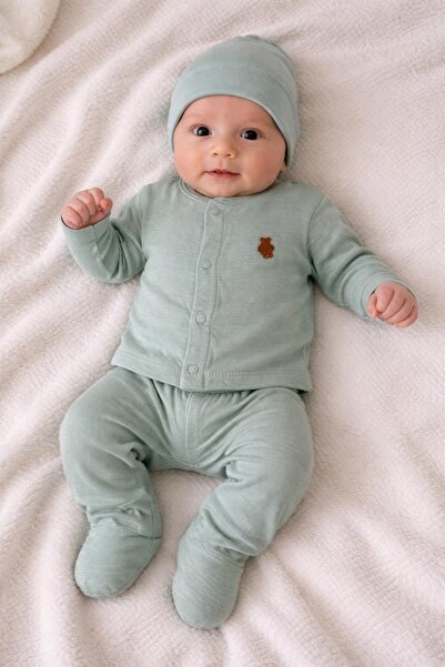 My Babies Label Organik Pamuklu 3’lü Bebek Takımı – Ayıcıklı Detaylı 4 Mevsim...
