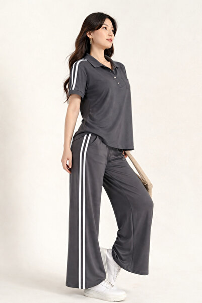 CyRo Polo Collar Striped Short Sleeve Tracksuit Set