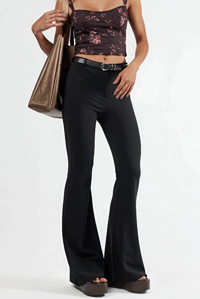 Hiccup Qu Style Belted High Waist Spanish Flare Pants