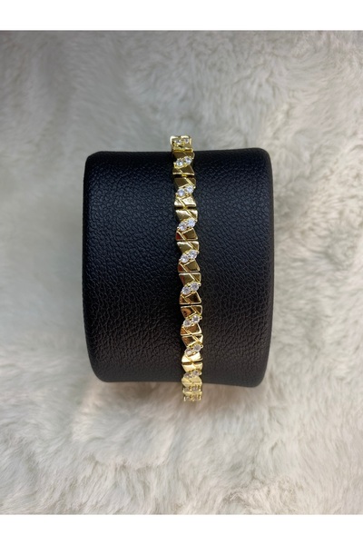 CM Gold Zircon Stone Bracelet. Adjustable, Does Not Darken.