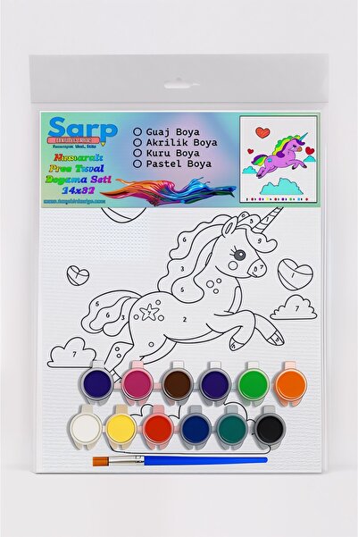 Sarp Pres Tuval Set 24 X 32 cm Numaralı - Unicorn desenli