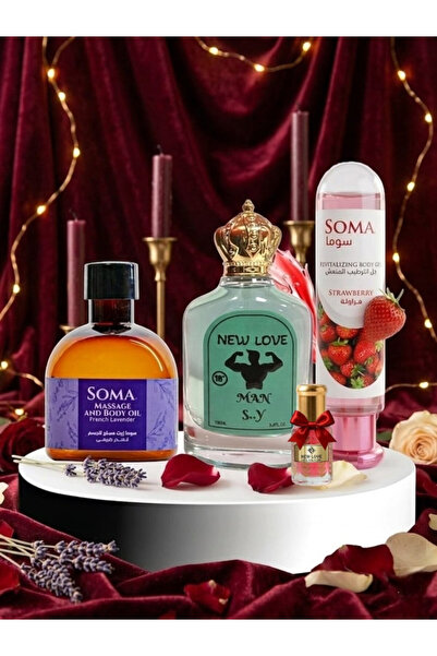 New Love عطر فرموني للرجل 100 مل مع جل الترطيب المنعش للرجل بنكهة الفراولة 12...