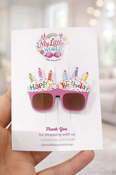My Little World Cupcake Temalı "Happy Birthday" Gözlük Figürlü Saç Tokası