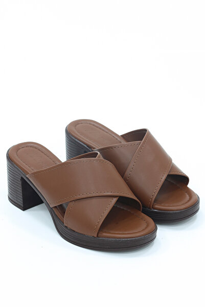 kajal ayakkabı Nvl 795 Cross-Strapped Thick Heeled Slippers