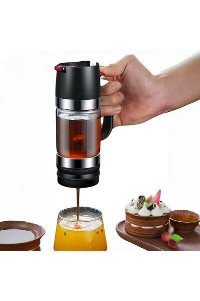 Generic موزع عسل زجاجي، وعاء عسل زجاجي مقاوم للتنقيط سعة 9 أونصات مع مقبض، مو...