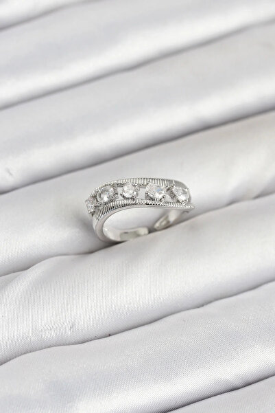 Marsilyan Nvdn- İetaks ™   Brass Silver Color Zircon Stone Women's Ring Iegrs...