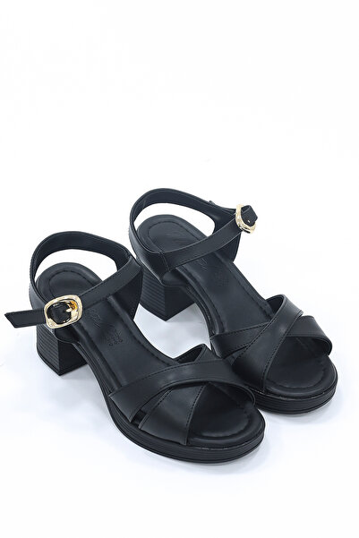 kajal ayakkabı Nvl 791 Cross-Strapped Sandals with Belt Detail