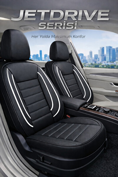 TROBUS مجموعة كاملة من أغطية مقاعد السيارات باللونين الأسود والأبيض من سلسلة ...