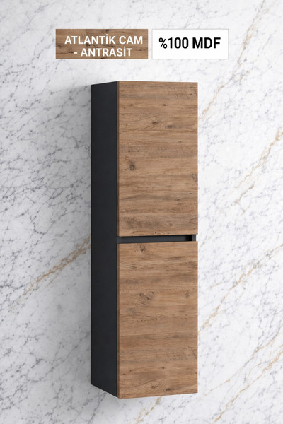 Multi Series 35x130 cm Mat Antrasit Atlantik Çam Asma Banyo Boy Dolabı - Çok ...