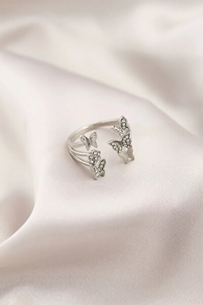 Marsilyan Nvdn- İetaks ™   Silver Color Metal Butterfly Model Women's Ring Ie...