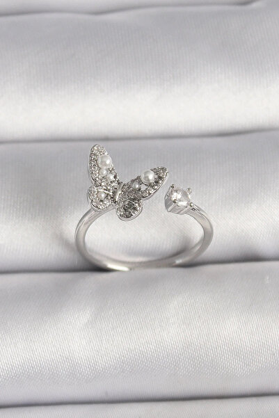 Marsilyan Nvdn- İetaks ™   Brass Silver Color Zircon Stone Butterfly Model Pe...