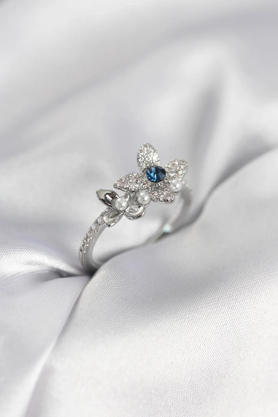Marsilyan Nvdn- İetaks ™   Silver Color Flower Model Zircon Stone Women's Rin...