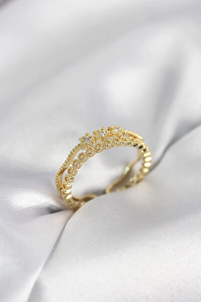 Marsilyan Nvdn- İetaks ™   Gold Color Minimal Starry Model Women's Ring Iegrs...