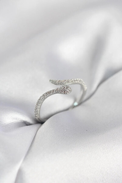 Marsilyan Nvdn- İetaks ™   Silver Color Snake Model Zircon Stone Women's Ring...