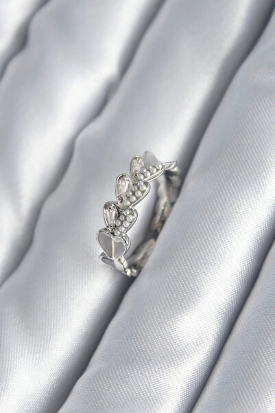 Marsilyan Nvdn- İetaks ™   Brass Silver Color Heart Model Pearl Detail Women'...