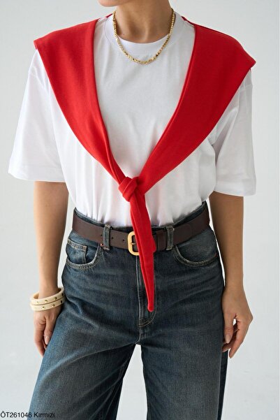 Lupies Kadın Bağlama Detaylı Oversize Pamuklu T-Shirt
