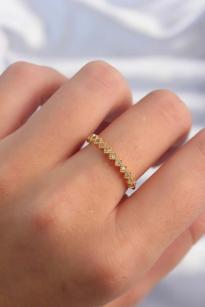 Marsilyan Nvdn- İetaks ™   Brass Gold Color Minimal Row Zircon Stone Adjustab...