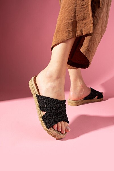 modayaselam Πλεκτές Παντόφλες με Σταυρωτές Λωρίδες