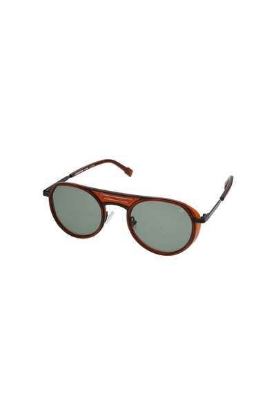 Quantum Orange Unisex Sunglasses |   48 mm Acetate-Steel Frame, Green Polariz...