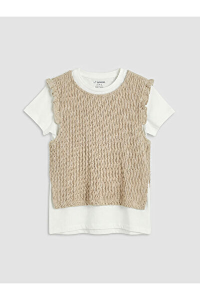 LC Waikiki RMZ GİYİM FARKIYA تي شيرت بناتي بياقة روبا مكشكشة