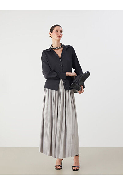 LC Waikiki Rmz Gi̇yi̇m Farkiyla Satin Pleated Skirt with Waist Drawstring