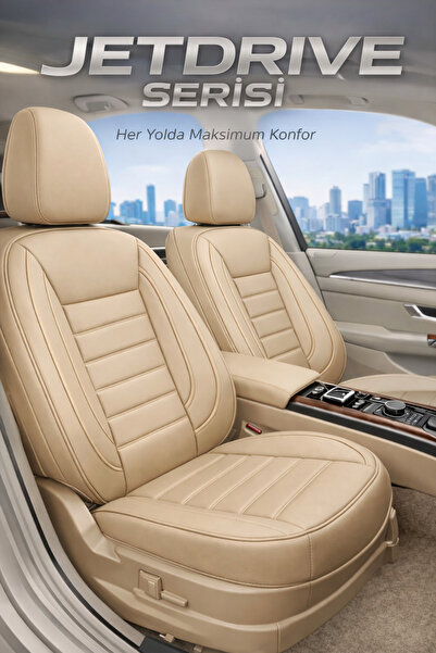 TROBUS مجموعة كاملة من أغطية مقاعد السيارات باللون البيج من سلسلة Jetdrive ال...