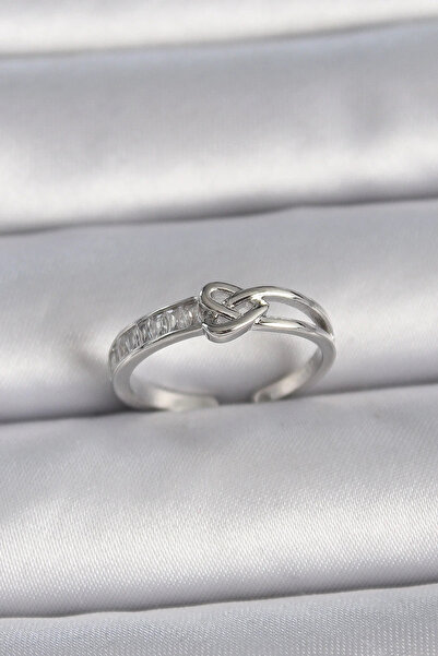 Marsilyan Nvdn- İetaks ™   Brass Silver Color Adjustable Zircon Stone Knot He...