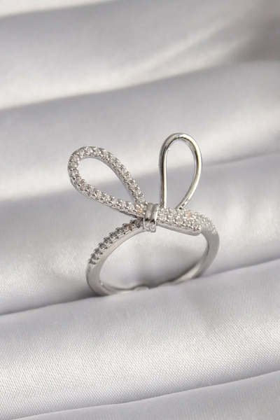 Marsilyan Nvdn- İetaks ™   Brass Silver Color Zircon Stone Knot Model Women's...
