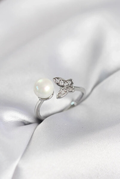 Marsilyan Nvdn- İetaks ™   Butterfly Pearl Model Silver Color Zircon Stone Wo...