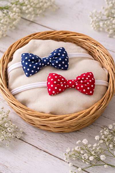 ygz junior Pack of 2 Puffy Polka Dot Navy Blue and Red Bandanas