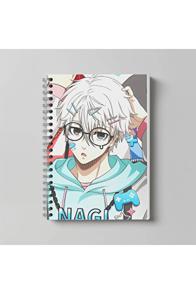 nihonwosekai Caiet Anime Blue Lock, format A4, 60 de coli, fără linii, cu imp...